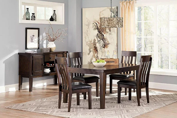 Ashley Furniture Haddigan 5pc Rectangular Dining Extension Table Set in Dark Brown