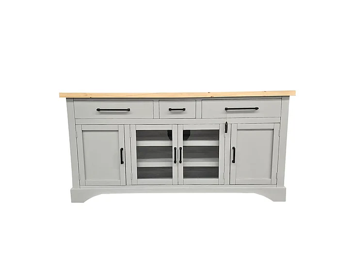 Split Nickel Hadley 3 Drawer 4 Door Credenza V-HADLEY-C72 | COVH53