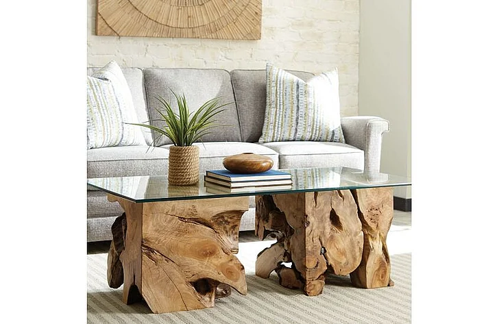 Hammary Hidden Treasures Root Table 3pc Living Room Set in Beige