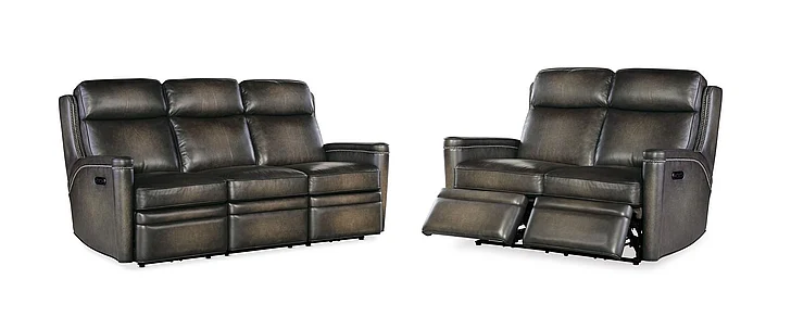 Hooker Furniture Hamilton Power 2pc Living Room Set with Power Headrest in Gray