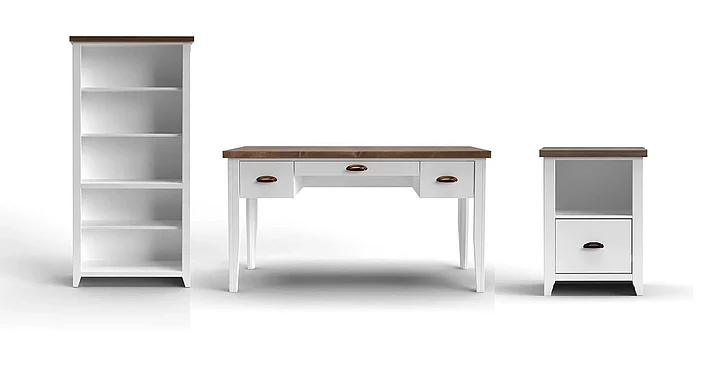 Legends Hampton 3pc Home Office Set in Jasmine Whitewash/Barnwood