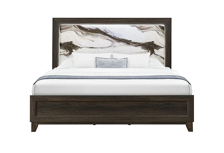 Global Furniture Harmony Full Bed w/ LED in Brown HARMONY-BROWN-FB W/LED
