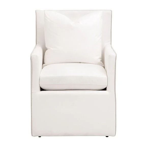 Essentials For Living Harmony Arm Chair with Casters - Performance Bisque French Linen LiveSmart Peyton-Pearl 6492UP.LPPRL/BIS
