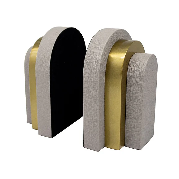 Worlds Away Hart Pair Of Antique Brass and Grey Shagreen Bookends HART GS