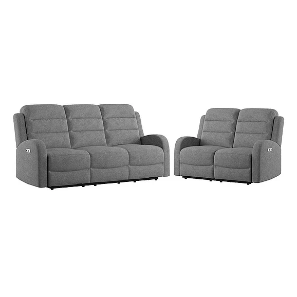 Emerald Home Harvey - U7210 2pc Power Living Room Set in Grey