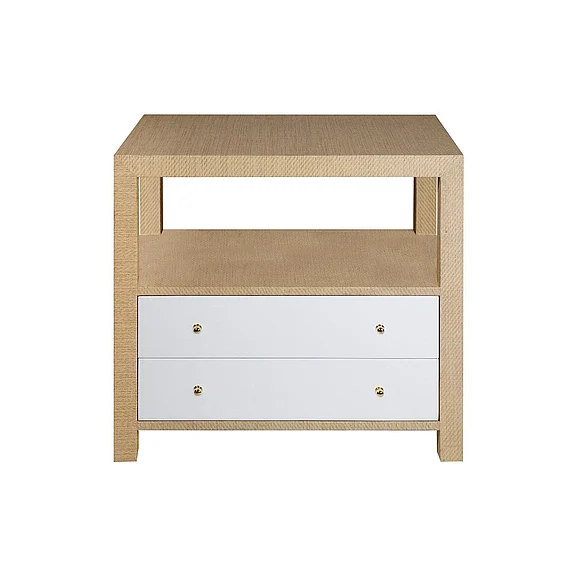 Worlds Away Hattie Side Table in Natural Grasscloth HATTIE NAT