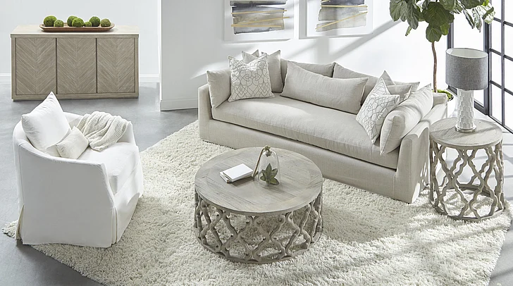 Essentials For Living Stitch & Hand 2pc Living Room Set in Bisque Fabric/Espresso