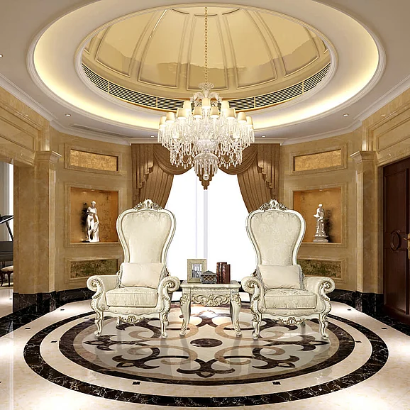 Homey Design HD-02 Chair in Ivory w/Gold Highlight HD-C02