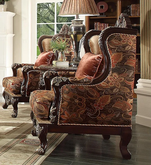 Homey Design HD-111 Chair in Dark Red Mahogany HD-C111