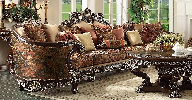Homey Design HD-111 Sectional in Dark Red Mahogany HD-111 SEC