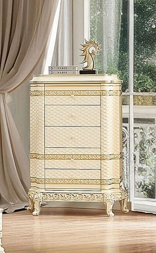 Homey Design HD-1882 Chest in Ivory/Gold HD-CHE1882