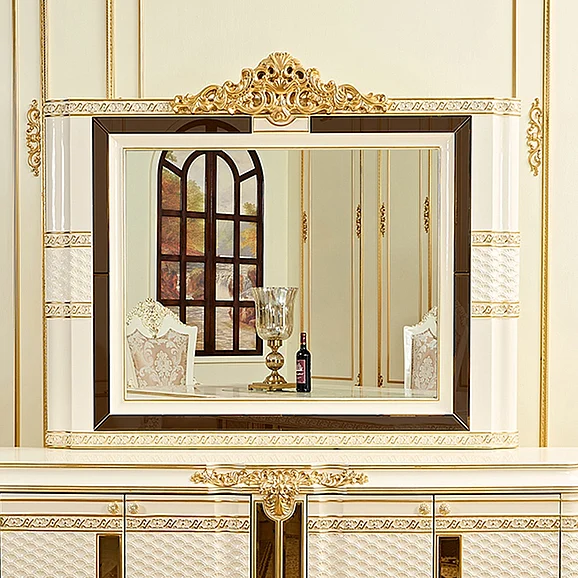 Homey Design HD-1882 Mirror in Ivory/Gold HD-M18821
