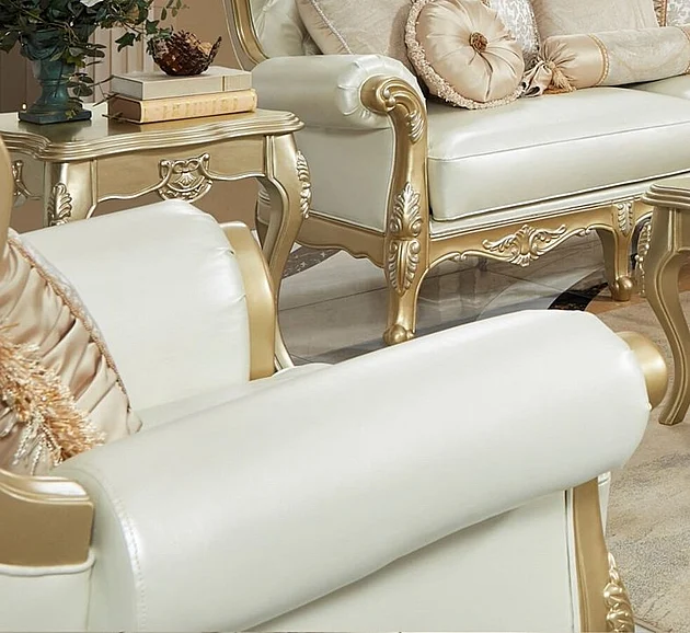 Homey Design HD-2638 Chair in Champagne Gold/Ivory HD-C2638