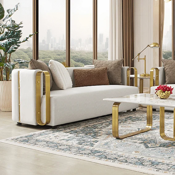 Homey Design HD-3156 Loveseat in White/Gold HD-L3156