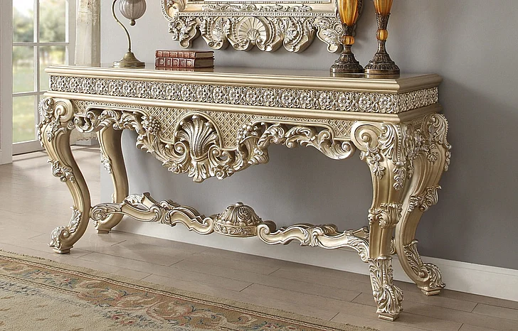 Homey Design HD-8022 - Console Table in Champagne Gold HD-CON8022