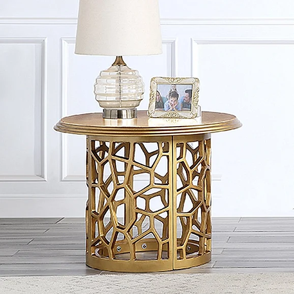 Homey Design HD-8913 G End Table in Gold HD-E8913G