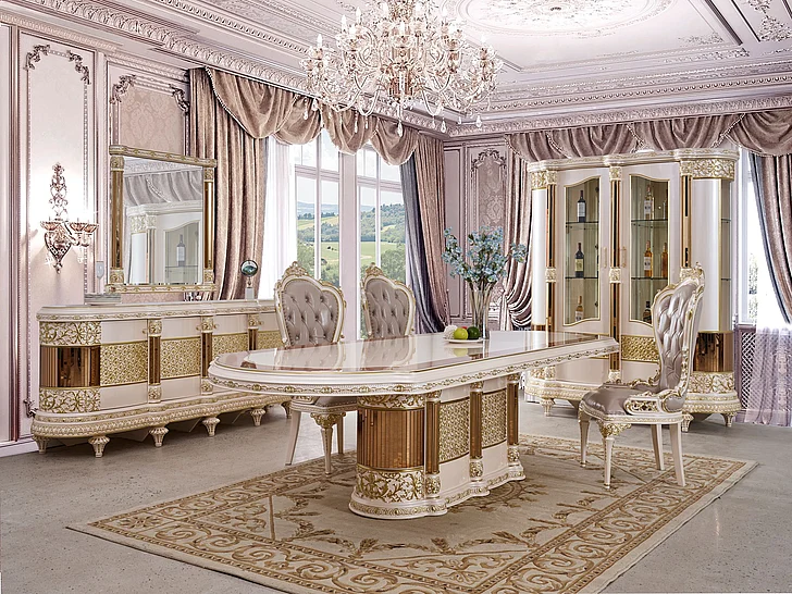 Homey Design HD-9022 5-Piece Dining Table Set in Pearl/Gold