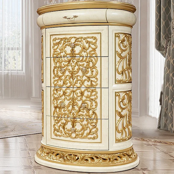 Homey Design HD-903 - Chest in Ivory With Gold Highlights HD-CHE903