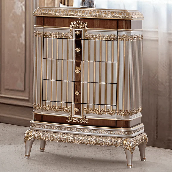 Homey Design HD-9021 Chest in Gold/Cherry/Pearl HD-CHE9021