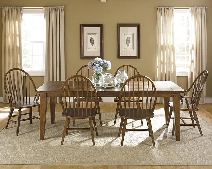 Liberty Furniture Hearthstone 7 Piece Rectangular Leg Dining Set in Rustic Oak