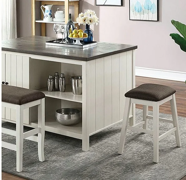 Furniture of America Heidelberg Counter Height Table in Off-White/Dark Gray CM3498PT