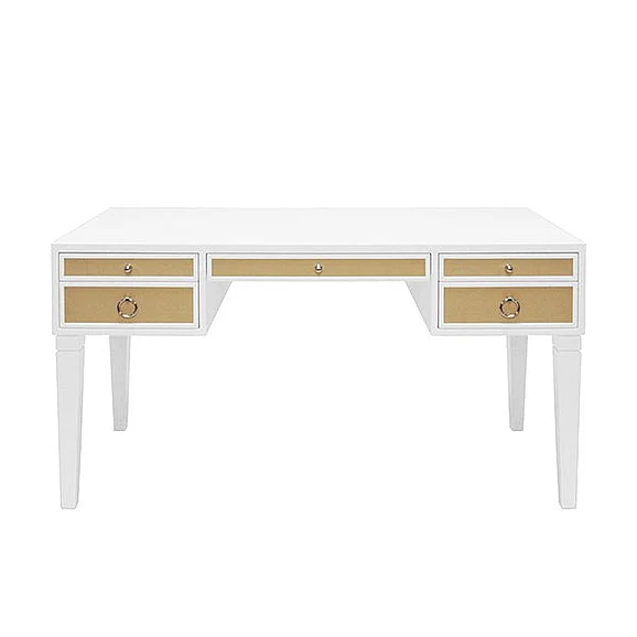 Worlds Away Heidi White Matte Lacquer Desk HEIDI WHN CLOSEOUT