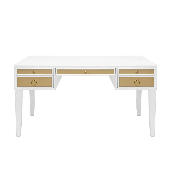 Worlds Away Heidi White Matte Lacquer Desk HEIDI WH CLOSEOUT
