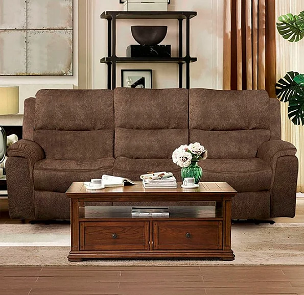 Furniture of America Henricus Manual Reclining Sofa in Dark Brown CM9911DB-SF