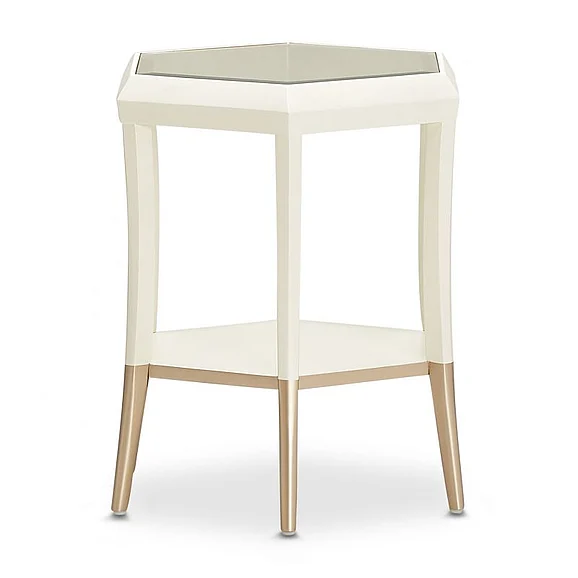 AICO La Rachelle Hexagon Accent Table in Medium Champagne 9034222-136