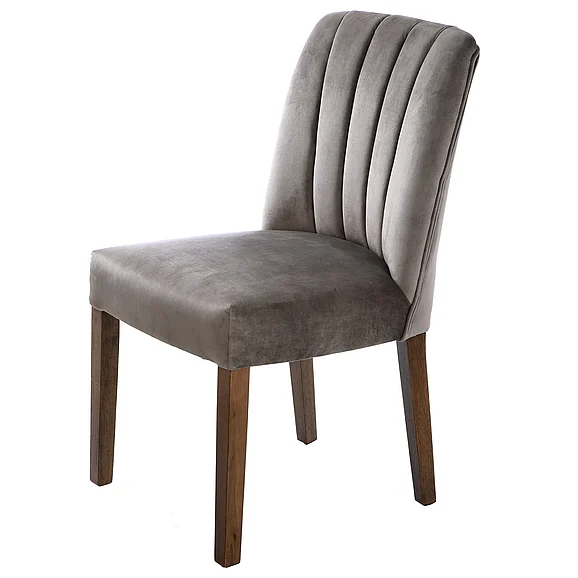 Harp & Finial Capp Dining Chair | Dove Gray Velvet On Hardwood Frame Set of 2 HFF25590