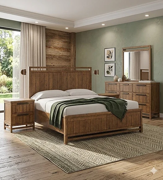 Magnussen Furniture Conway 2pc Panel Bedroom Set in Honey Wheat