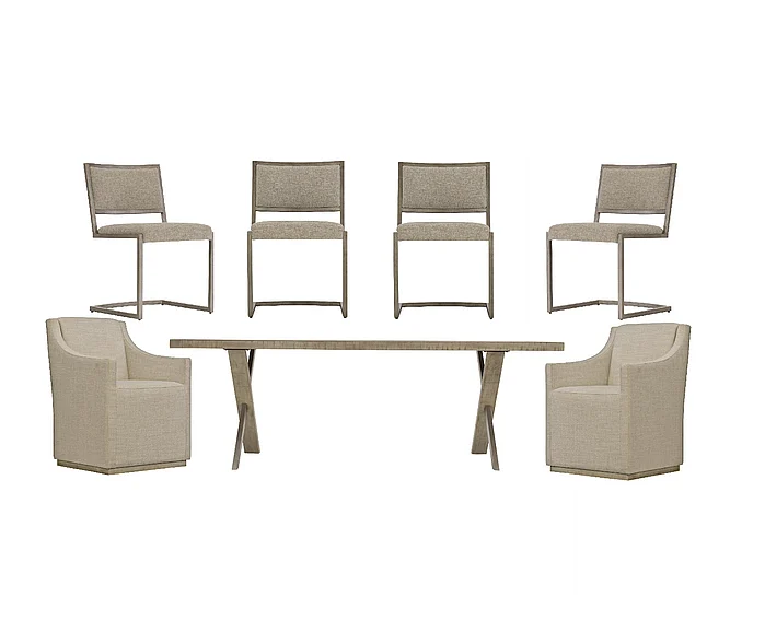 Bernhardt Loft Highland Park Milo 7-Piece Dining Room Set in Morel - SET B