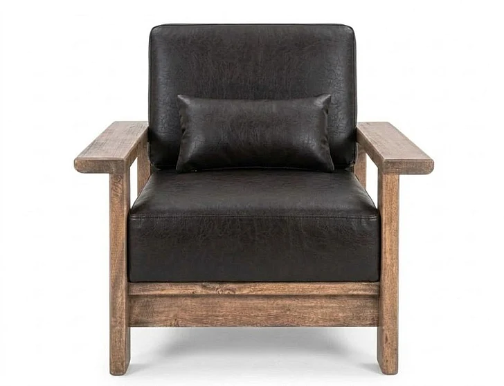 IFD Duna Arm Chair in Brown Faux Leather IUP531-ACH-216