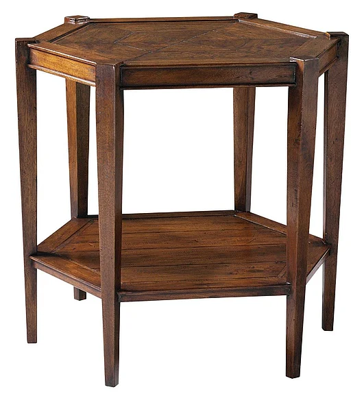 Maitland-Smith Dudley Hexagonal Lamp Table in Heritage Waxed HM1041 CLOSEOUT