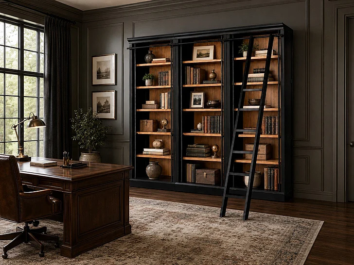Emma Mason Essentials Bordeaux 3pc Bookcase Set in Black