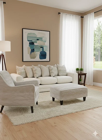 Southern Motion Hobnob Cotton 7003 2pc Living Room Set in Off White