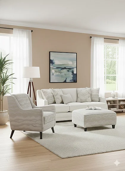 Southern Motion Hobnob Cotton 7000 2pc Living Room Set in Off White