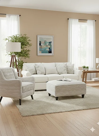 Southern Motion Hobnob Cotton 7901 2pc Living Room Set in Off White