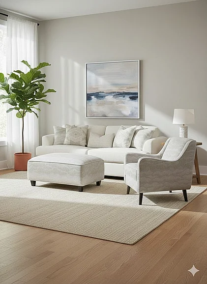 Southern Motion Hobnob Cotton 7900 2pc Living Room Set in Off White