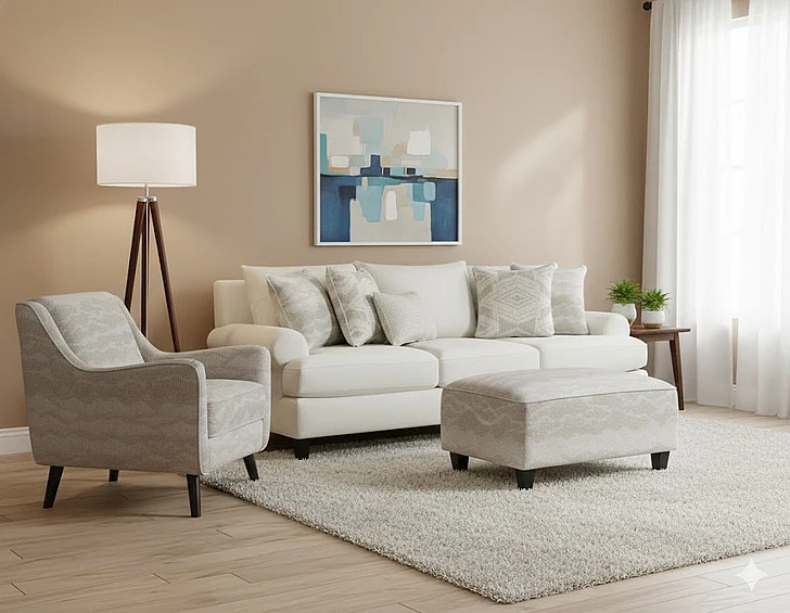 Southern Motion Hobnob Cotton 7005 2pc Living Room Set in Off White