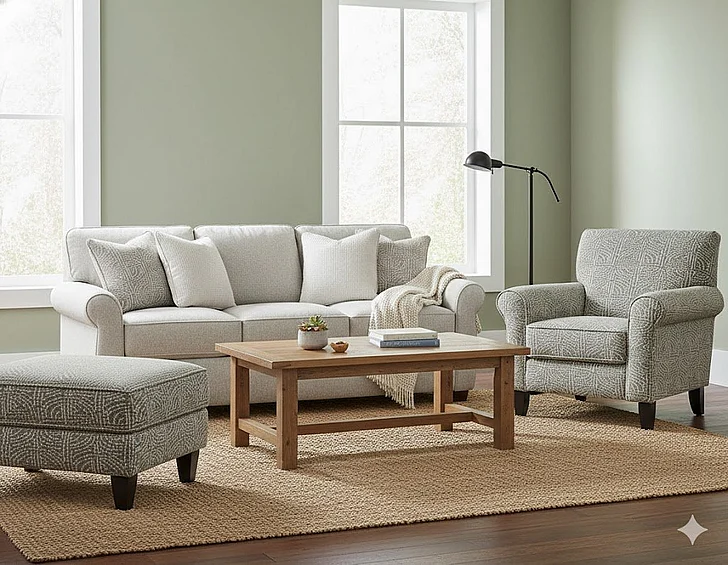 Southern Motion Hogan Cotton 7900 2pc Living Room Set in Off White
