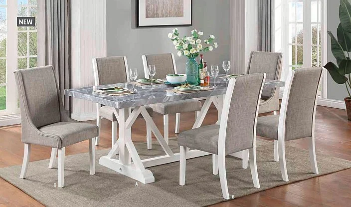 ACME Hollyn 7pc Rectangular Dining Room Set in Gray