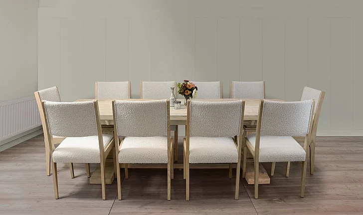Moti Furniture Flagstaff 96 Inch 11pc Dining Set in Stone Natural