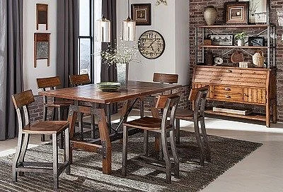 Homelegance Holverson 7pc Dining Table Set in Rustic Brown