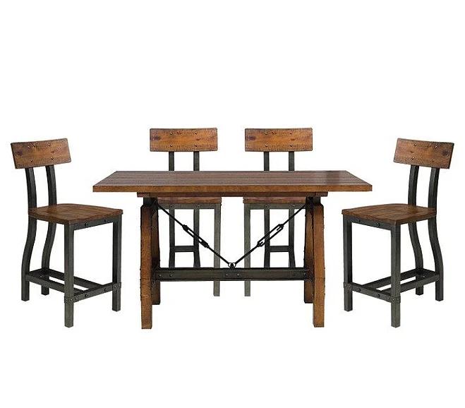 Homelegance Holverson 5pc Counter Height Table Set in Rustic Brown