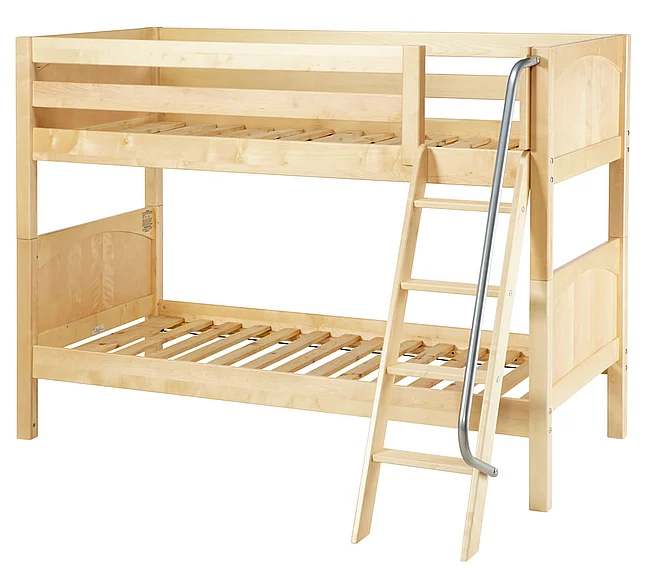 Maxtrix Bare Bone Low Bunk (4 x Low) Panel Bedroom Set in Natural (Angle Ladder)