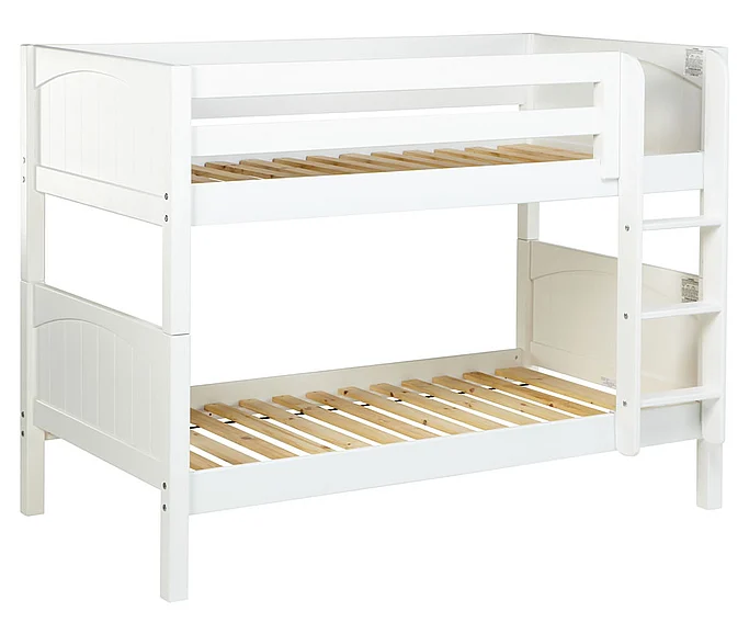 Maxtrix Bare Bone Twin Size Low Bunk (4 x Low) Panel Bed with Straight Ladder in White HOT SHOTWP