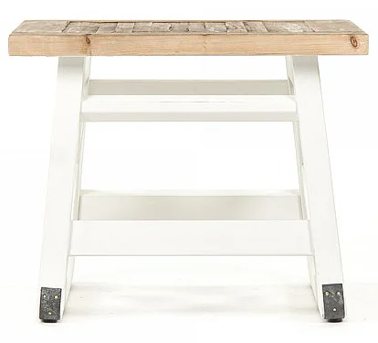 Zentique Lilon Side Table in Distressed White/Pine HS116