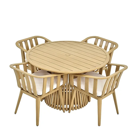 Murcano Lima 5pc Outdoor Dining Room Set in Natural Teak