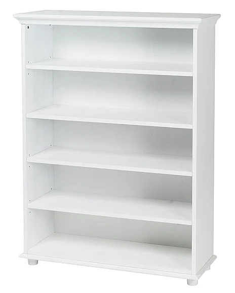 Maxtrix 5 Shelf Bookcase with Crown and Base in White HUGE 5-002